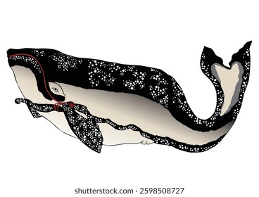 Japanese style whale facing up and to the left