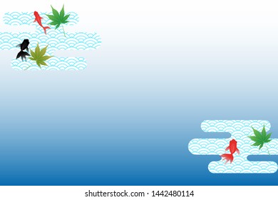 Japanese summer background, goldfish, blue