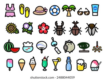 Japanese Summer Color Icon Set