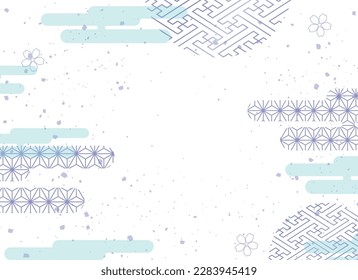 Japanese summer design. Background with beautiful dark blue and indigo colors. Gilded brush strokes with gold leaf.