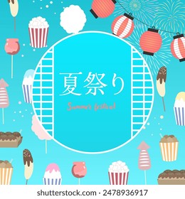 Japanese summer festival background illustration