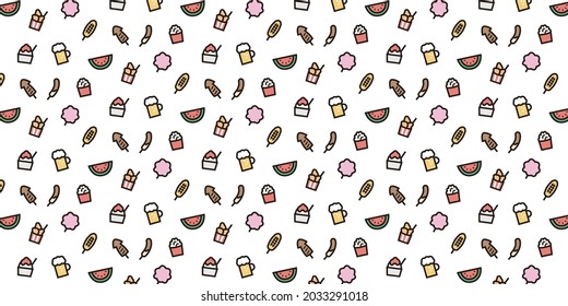 Japanese summer festival icon pattern background for website or wrapping paper (Color icon version)