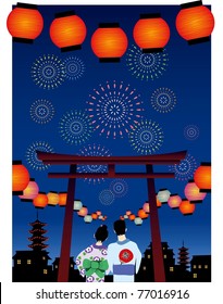 Japanese Summer Festival Vector Graphic