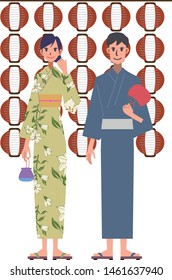 Japanese summer  festival vector illustration set.