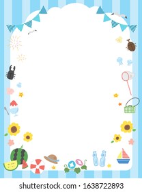 Japanese summer illustration and frame
