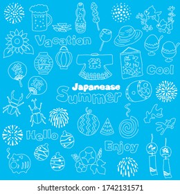 Japanese summer image watercolor material