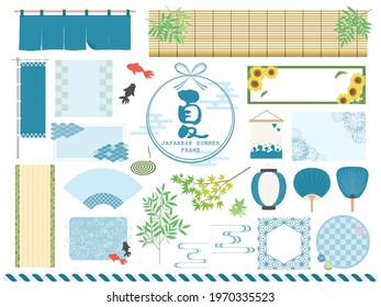 Japanese summer vector frame set.  The text in Japanese means "summer".