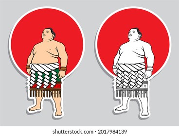 japanese sumo character illustration vector