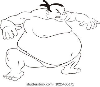 Japanese sumo fighter vector cartoon