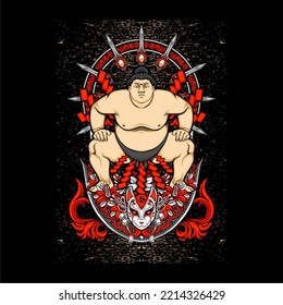 japanese sumo illustration for t shirt design