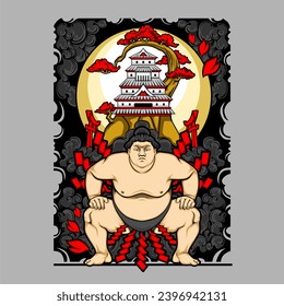 japanese sumo illustration for t shirt design