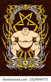 japanese sumo illustration for t shirt design