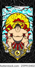 japanese sumo illustration for t shirt design