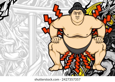japanese sumo illustration for your print