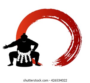 japanese Sumo wrestler beautiful silhouette .vector art