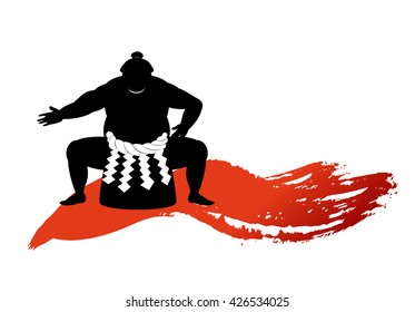 japanese Sumo wrestler beautiful silhouette .vector art