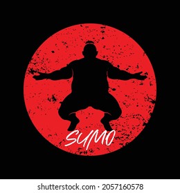 Japanese Sumo Wrestler with Grunge Background Vector