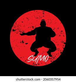 Japanese Sumo Wrestler with Grunge Background Vector