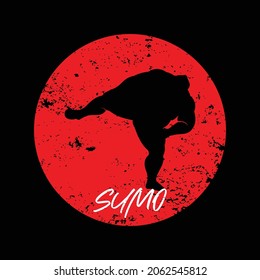 Japanese Sumo Wrestler with Grunge Background Vector