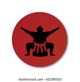 japanese Sumo wrestler and japan national flag .vector art