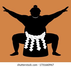 japanese Sumo wrestler . silhouette vector art