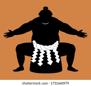 japanese Sumo wrestler . silhouette vector art