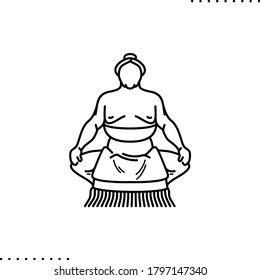 Japanese sumo wrestler vector icon in outlines