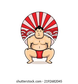 Japanese Sumo Wrestler Vector Illustration