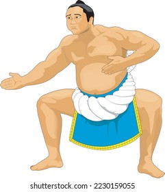 Japanese Sumo Wrestler Vector Illustration