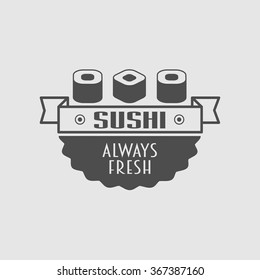 Japanese sushi bar logo, badge or label design concept. Can be used for design menu, posters, flyers or cards