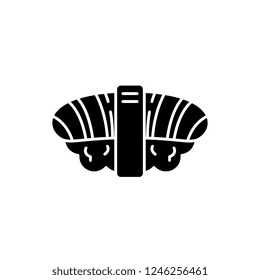 Japanese sushi black icon, vector sign on isolated background. Japanese sushi concept symbol, illustration 