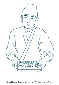 A Japanese sushi chef serving customers - tokyo