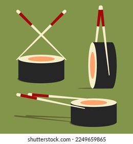 Japanese sushi and chopsticks for design