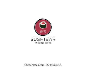 Japanese Sushi Dish Seafood Restaurant Bar logo design