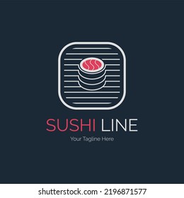 japanese sushi food restaurant line style logo template design for brand or company and other