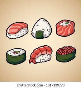 Japanese sushi food vector illustration