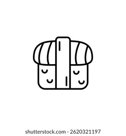 Japanese Sushi Icon isolated on White Background Minimalist Line Art