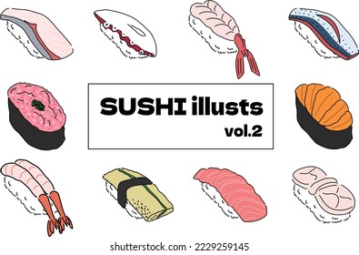 Japanese Sushi Illustration Set vol.2