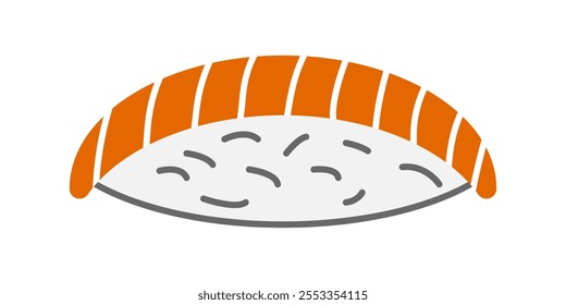 Sushi nigiri japonês com salmão cru e bola de arroz. Ilustração vetorial