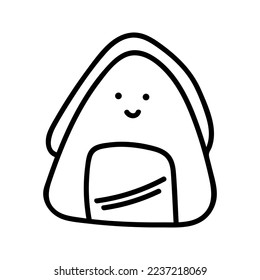 Japanese sushi onigiri in hand drawn doodle style. Asian food for restaurants menu