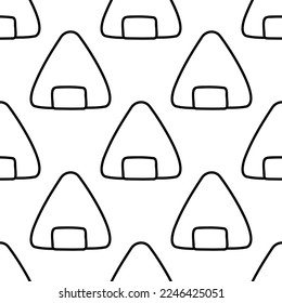 Japanese sushi onigiri pattern in doodle style. Asian food for restaurants menu