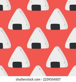 Japanese sushi onigiri pattern in hand drawn style. Asian food for restaurants menu