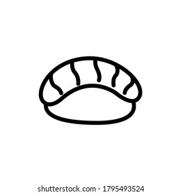 Japanese sushi outline icon isolated on white background. Traditional food illustration