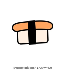 Japanese sushi with rice and fish icon. Sushi concept vector illustration design