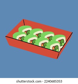 Japanese sushi roll set in a package, asian food