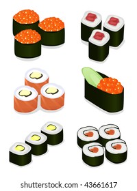 Japanese sushi and rolls