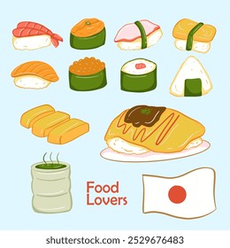 Vector japonés de sushi y rolls bar