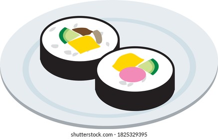 Japanese sushi rolls served on a plat