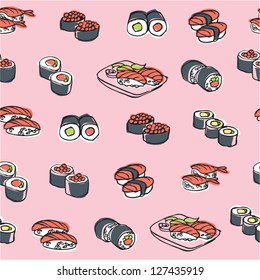 Japanese Sushi Seamless Pattern vector