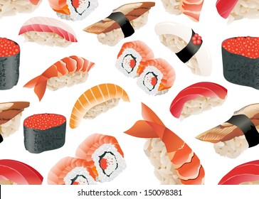Japanese Sushi Seamless Pattern vector